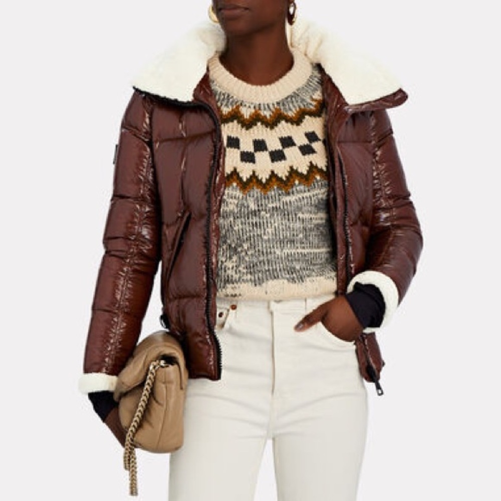 SAM. Jacket Ellie Shearling-Trimmed Puffer Coat Sz XS
